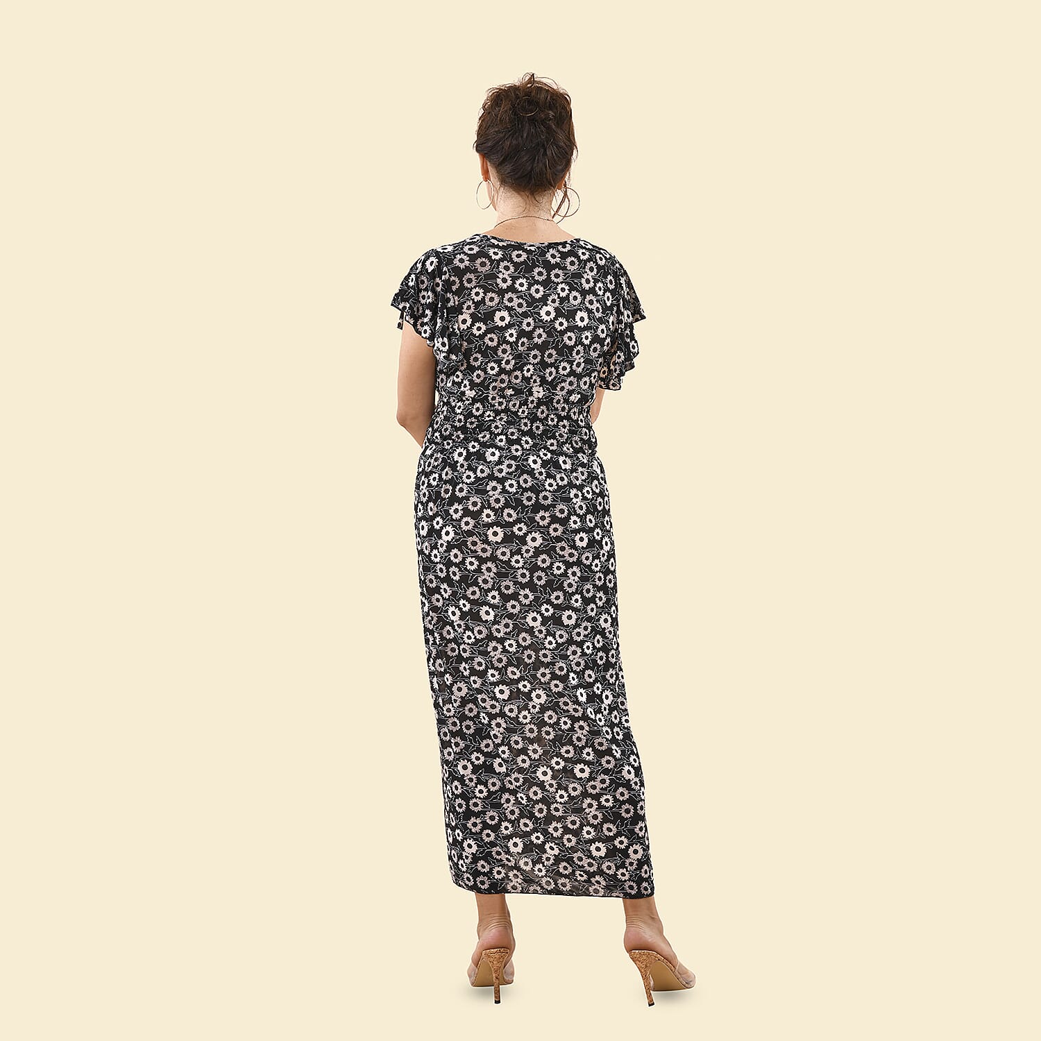 TAMSY Peacock Pattern Smocked Maxi Dress - Black 7322017 2