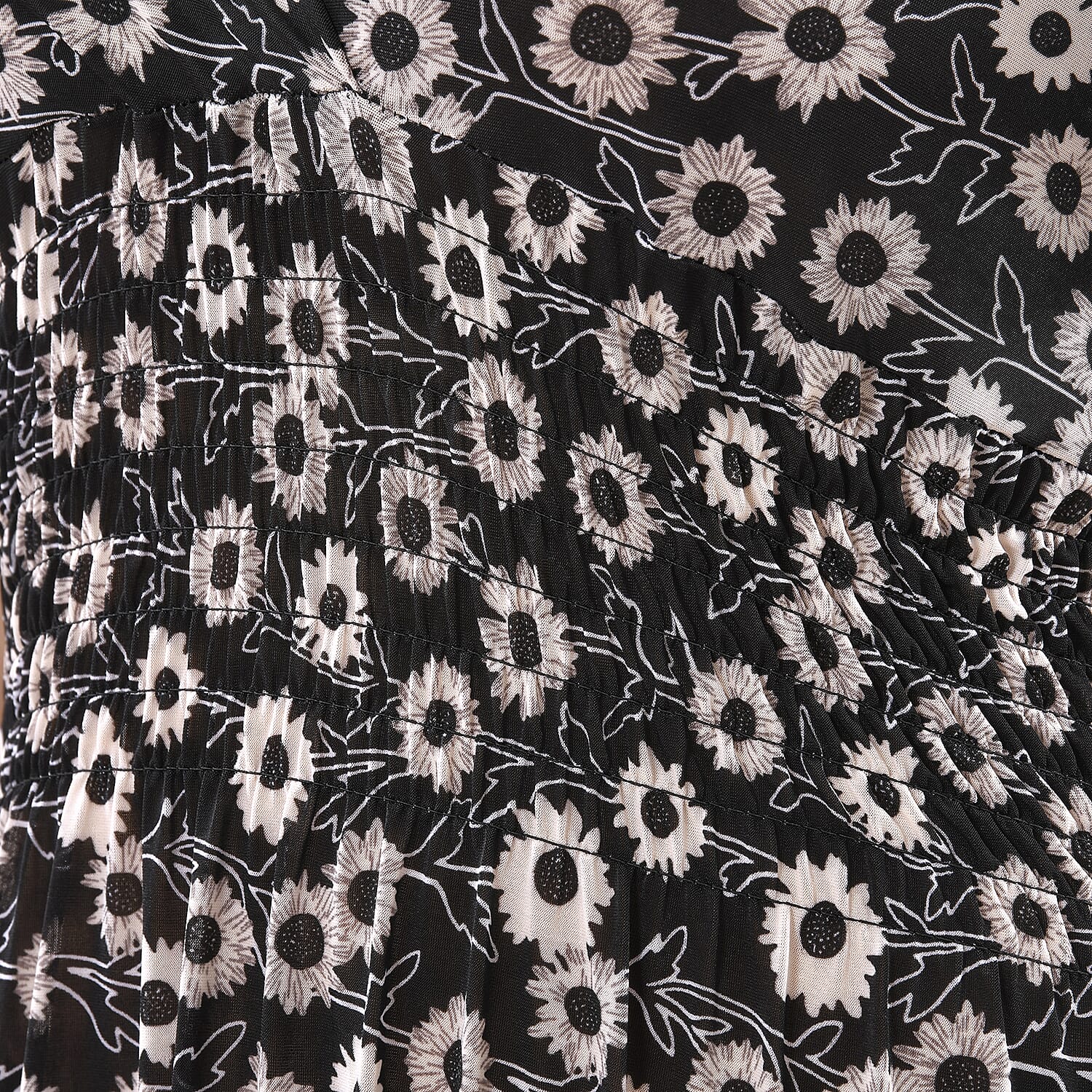 TAMSY Peacock Pattern Smocked Maxi Dress - Black 7322017 4