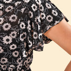 TAMSY Floral Pattern Smocked Maxi Dress (Size 8-22) - Black & White