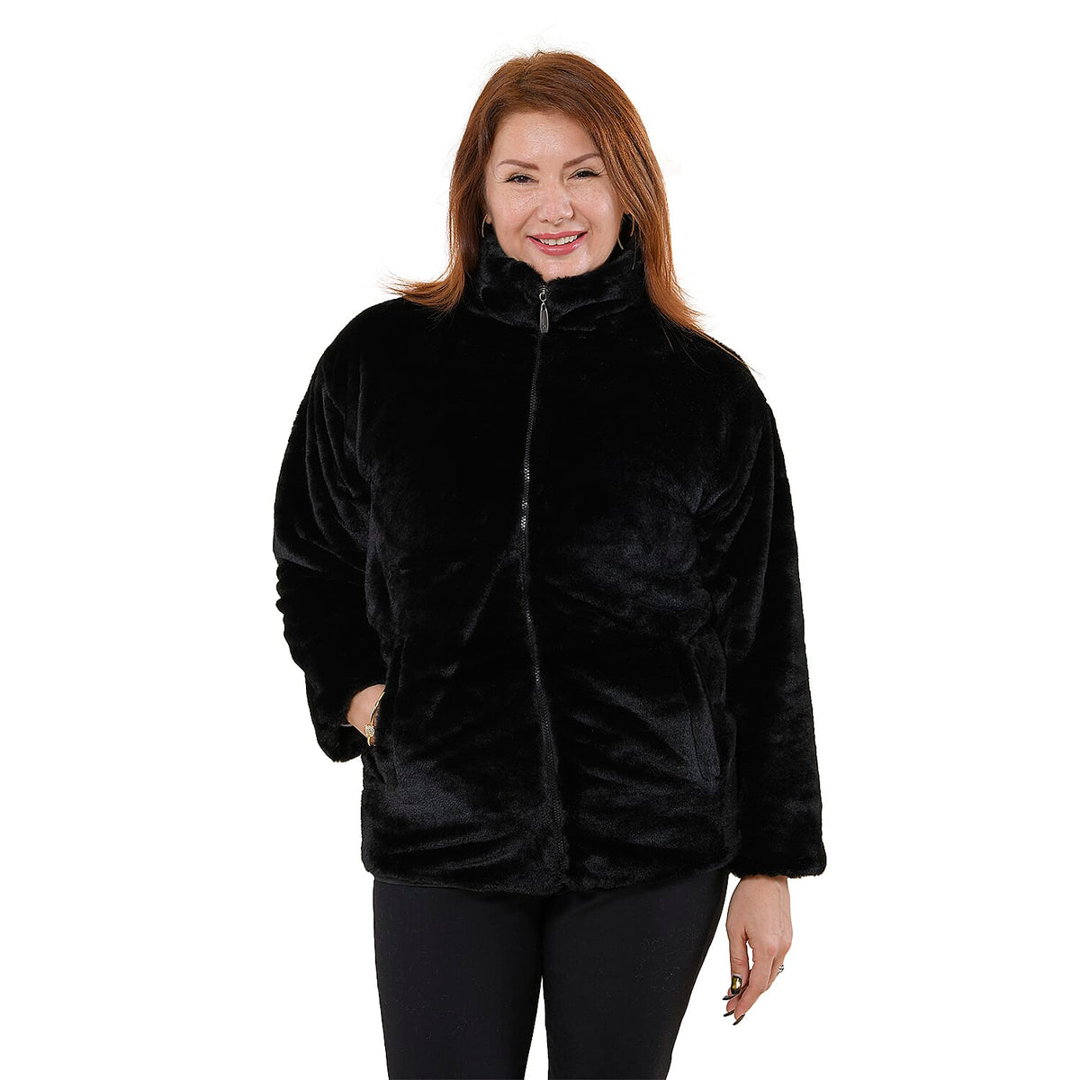 TAMSY Plain Pattern Faux Fur Women's Jacket - Grey 7605338 0