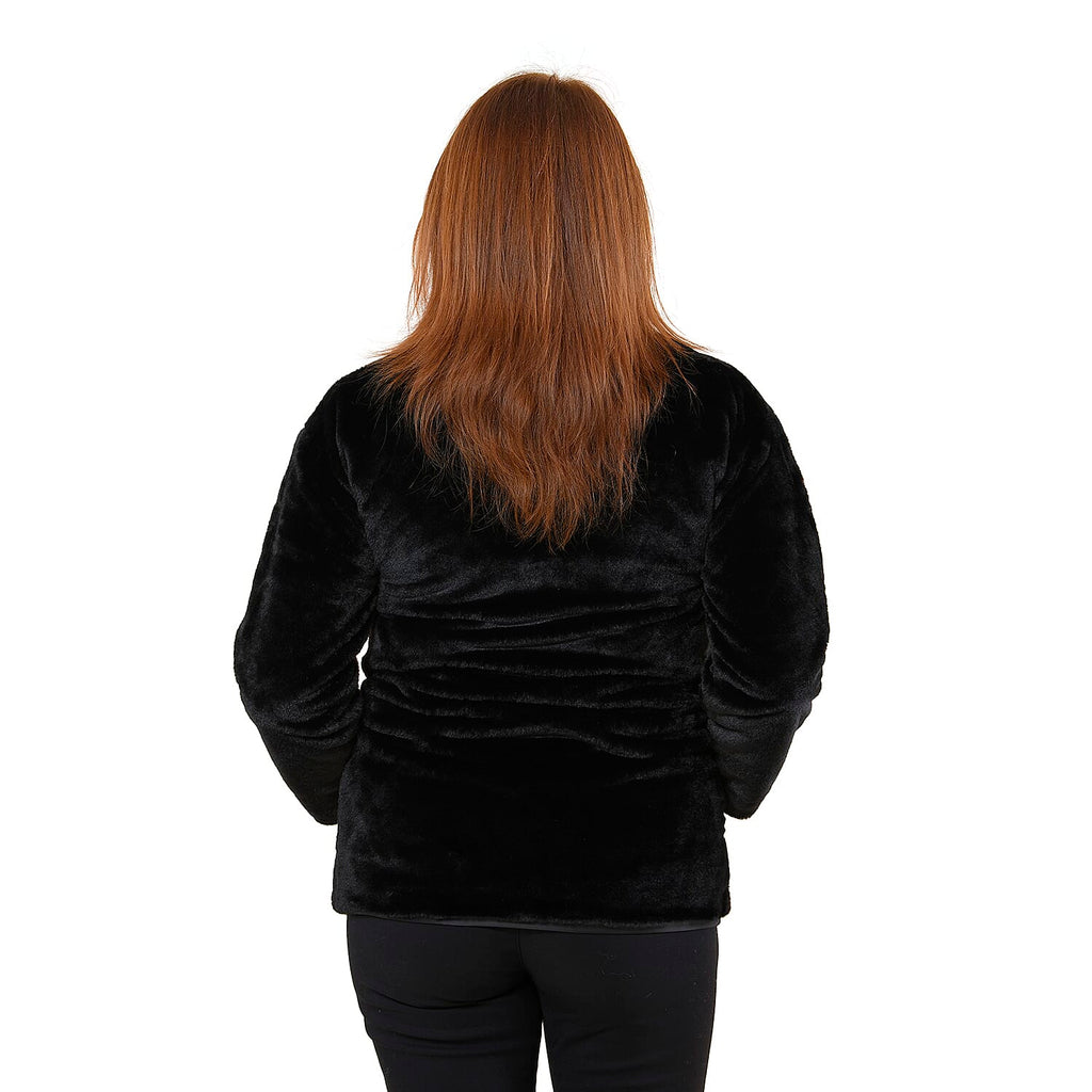 TAMSY Faux Fur Coat (Size M, 12-14)  - Black