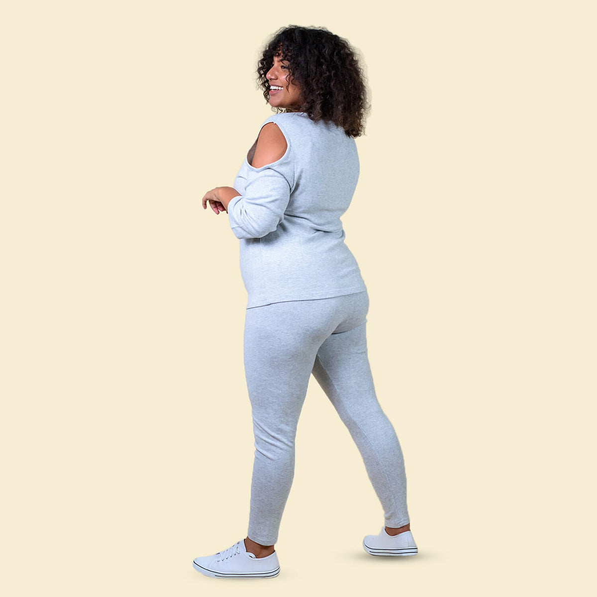 TAMSY Plain Pattern Slim Trousers - Light Grey 3846518 1