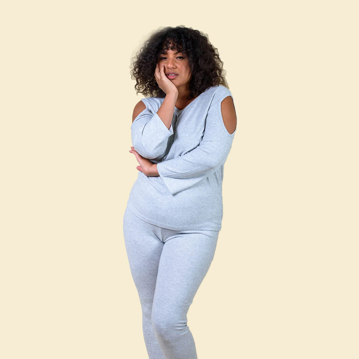 TAMSY Plain Pattern Slim Trousers - Light Grey 3846518 3