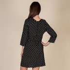 TAMSY 100% Viscose Polka Dot Pattern Dress (Size XL,20-22) - Black