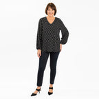 TAMSY Polka Dots 100% Viscose Top (Size XL,20-22) - Black
