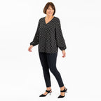 TAMSY Polka Dots 100% Viscose Top (Size XL,20-22) - Black