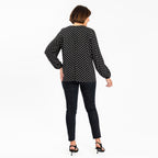 TAMSY Polka Dots 100% Viscose Top (Size XL,20-22) - Black
