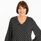 TAMSY Polka Dots 100% Viscose Top (Size XL,20-22) - Black