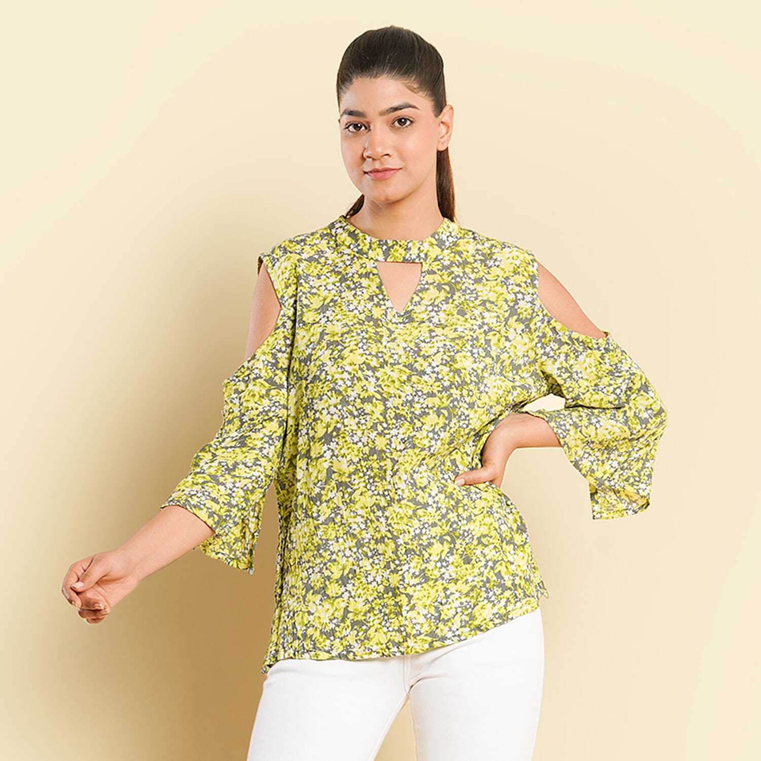 TAMSY Printed Cold Shoulder Women's Top 7625044 0