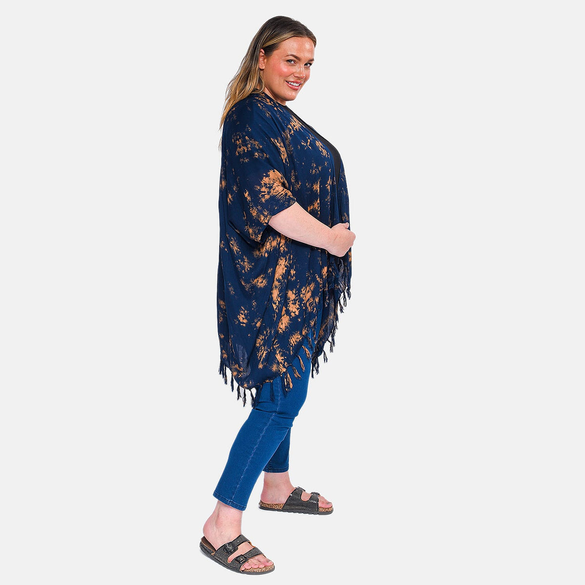 TAMSY Tie Die Printed Kimono - Blue 8892195 1