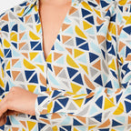 TAMSY 100% Viscose Printed Long Sleeve Shirt (Size L, 16-18) - White