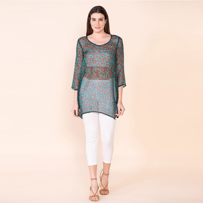 TAMSY Printed Top (Size L) - Turquoise 7597717 1