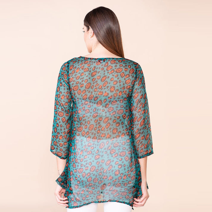 TAMSY Printed Top (Size L) - Turquoise 7597717 2