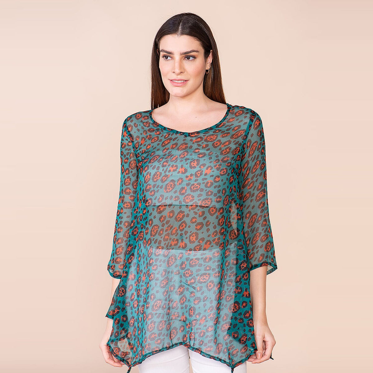 TAMSY Printed Top (Size L) - Turquoise 7597717 4