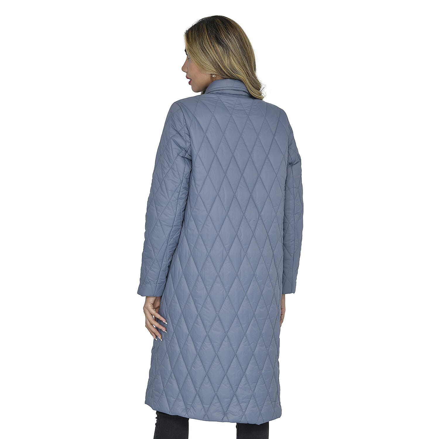 TAMSY Quilted Pattern Long Puffer Coat for Women - Grey 3881631 1