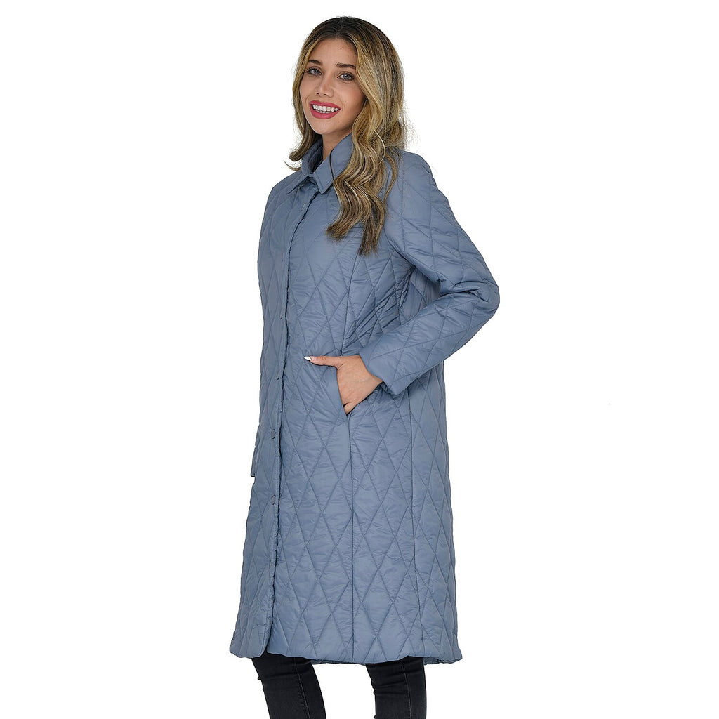 TAMSY Long Quilted Coat (Size L,16-18) - Grey