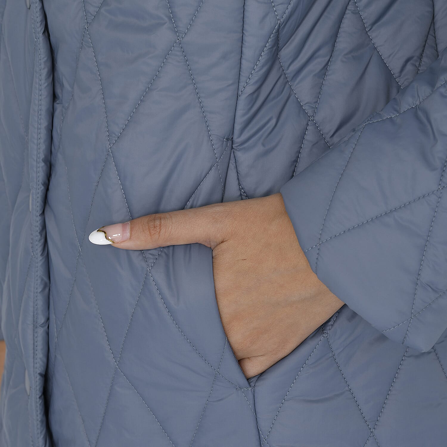 TAMSY Quilted Pattern Long Puffer Coat for Women - Grey 3881631 5