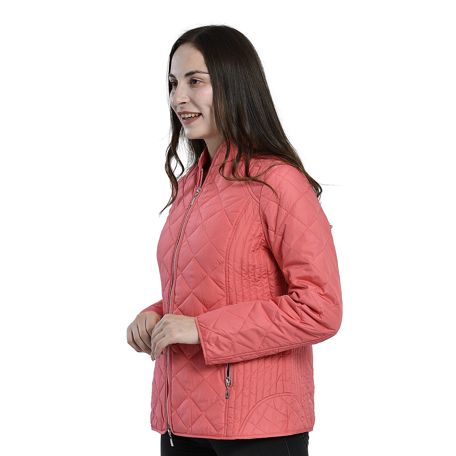 TAMSY Quilted Pattern Women's Padded Jacket - Peach 3881176 2