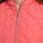 TAMSY Quilted Pattern Padded Jacket (Size 12) - Peach