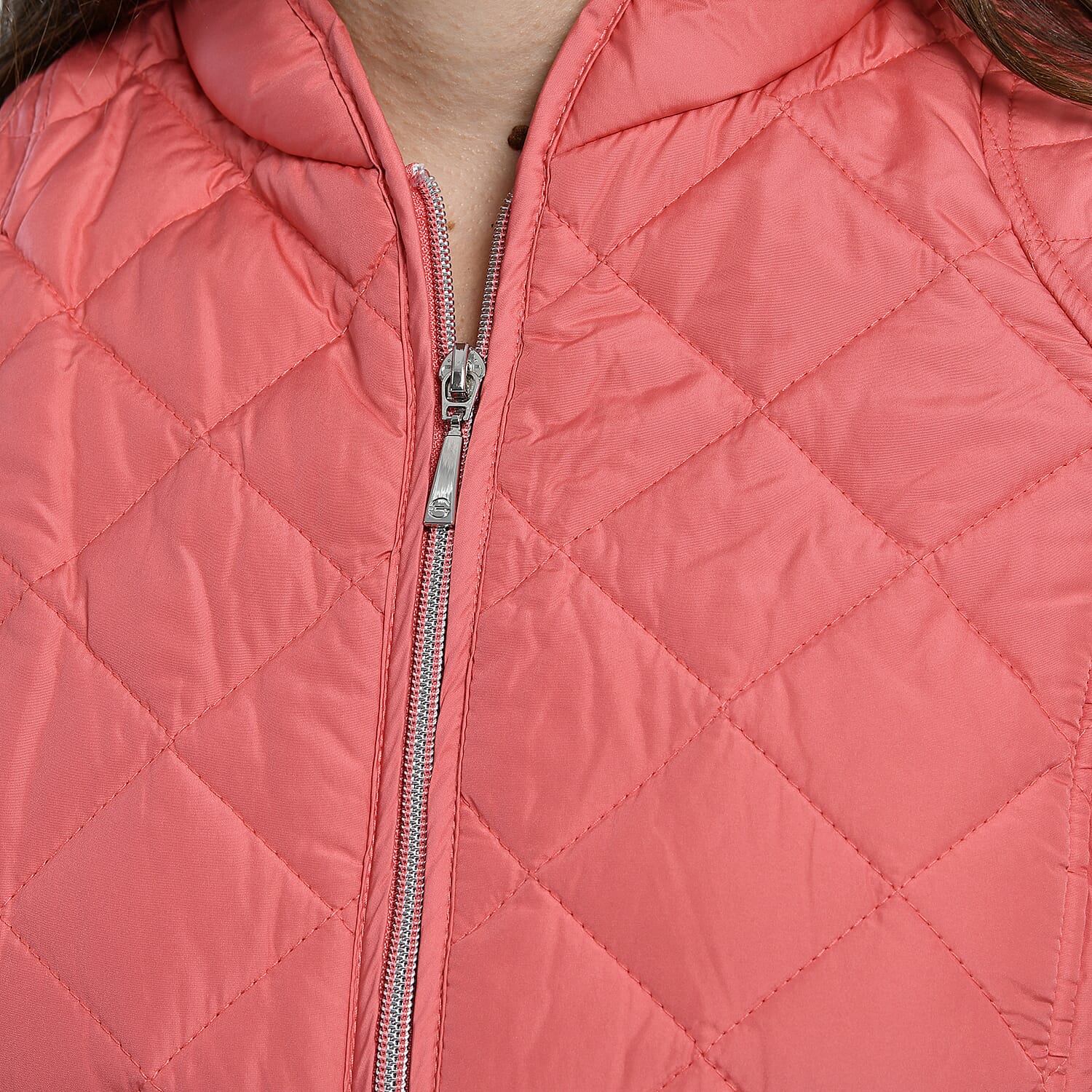 TAMSY Quilted Pattern Women's Padded Jacket - Peach V32365955 4