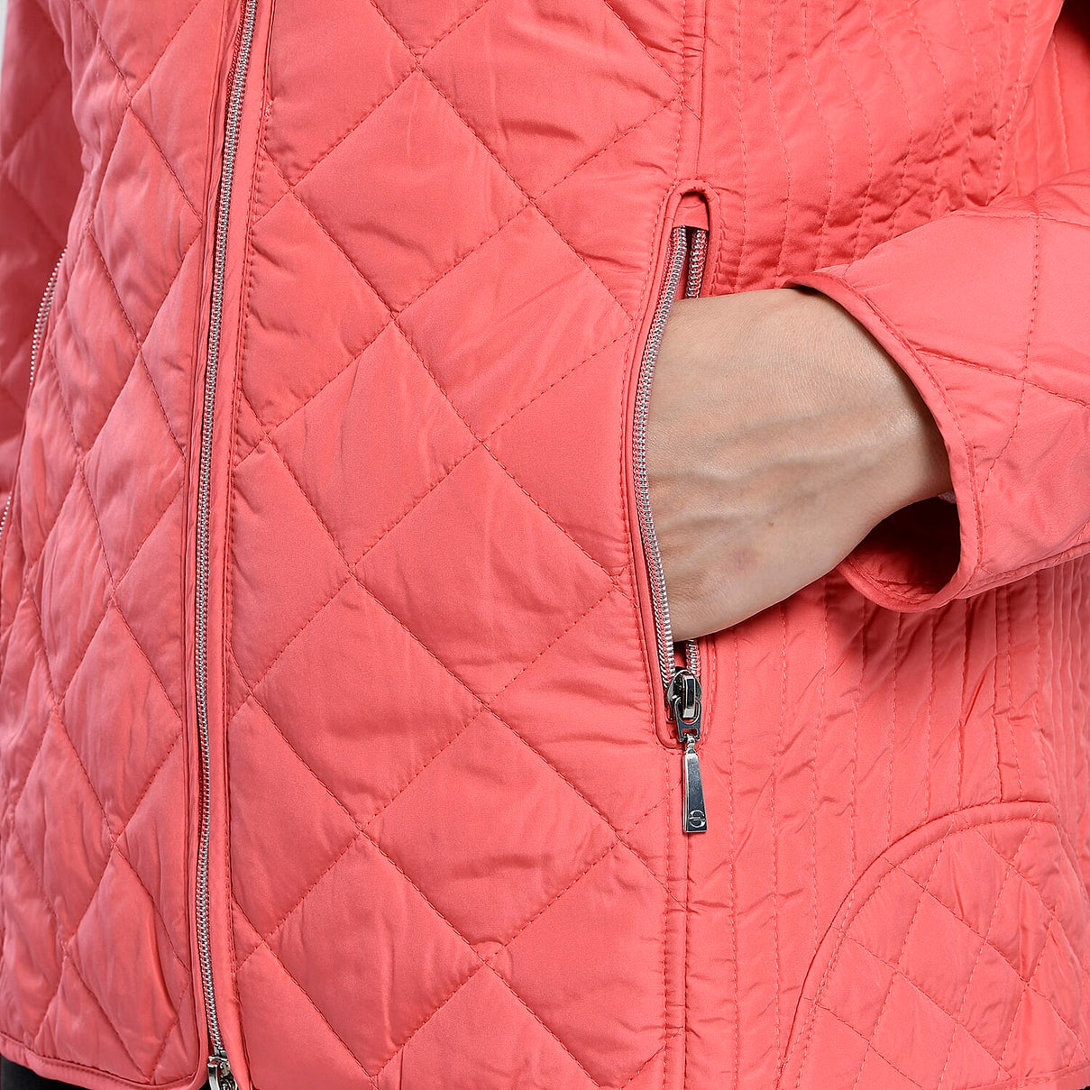 TAMSY Quilted Pattern Women's Padded Jacket - Peach 3881176 5