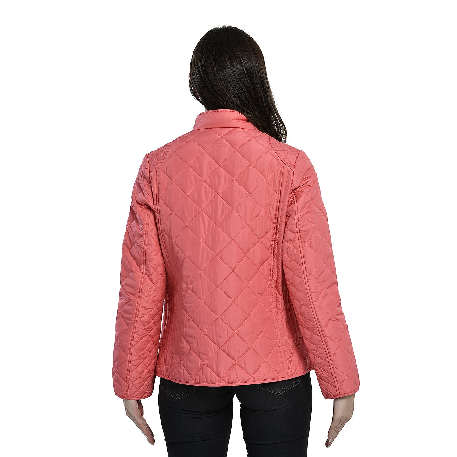 TAMSY Quilted Pattern Women's Padded Jacket - Peach V32358987 1