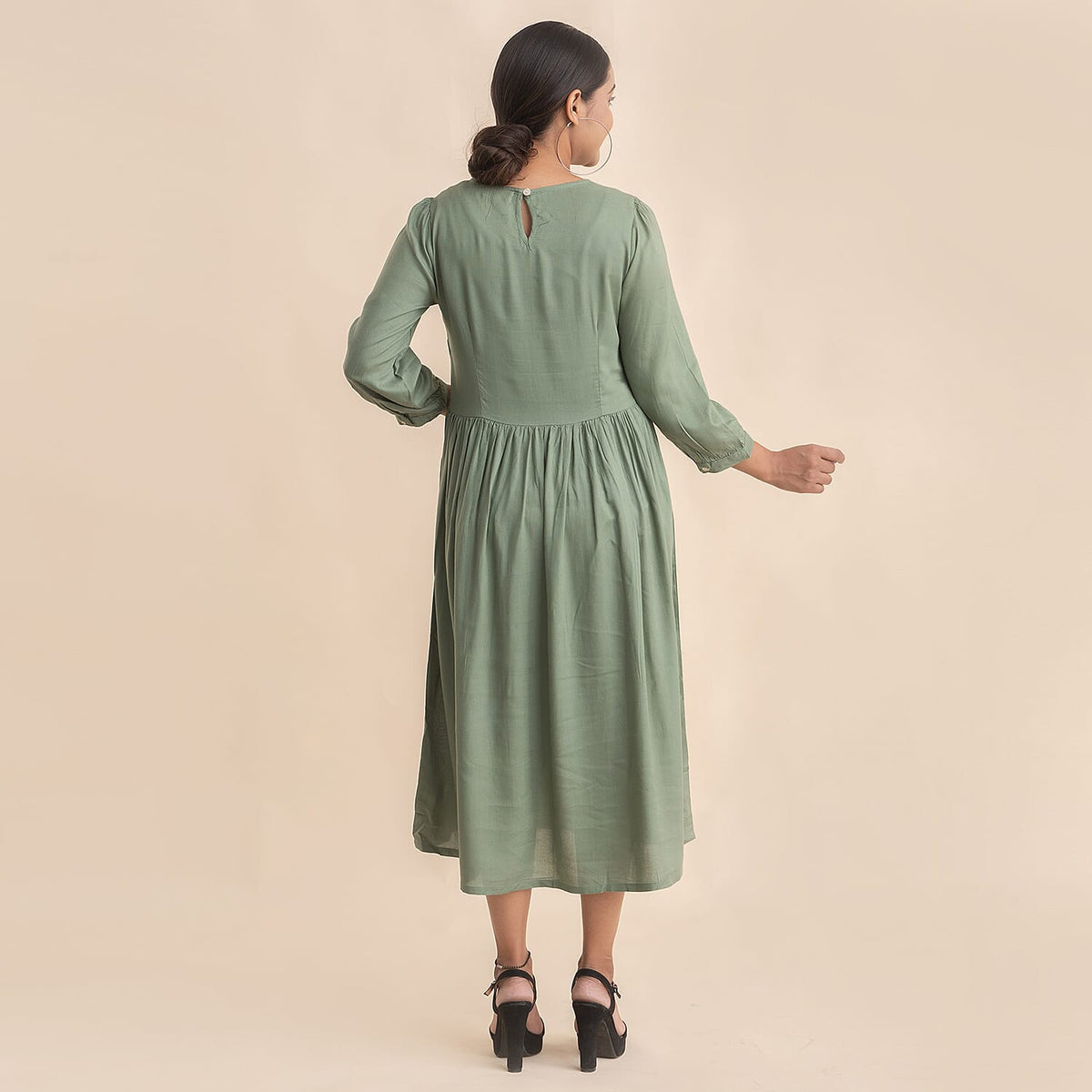 TAMSY Crew Neck Mid Dress - Green 6638962 2