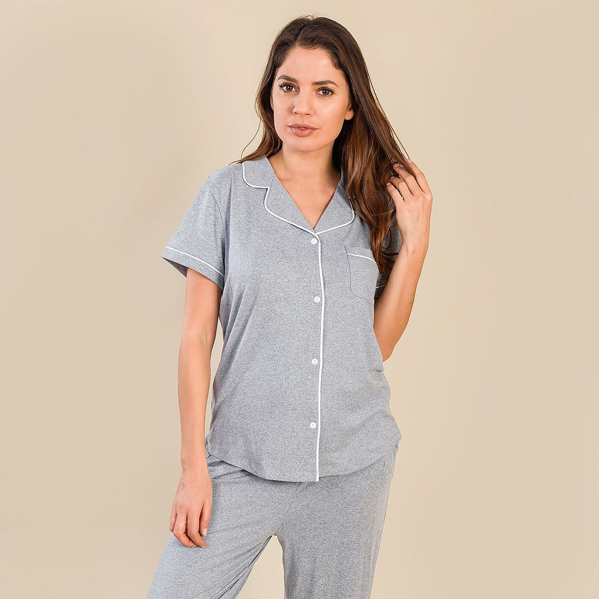 TAMSY Rever Collar Super-Soft Pyjama Set for Women - Grey 7345514 3