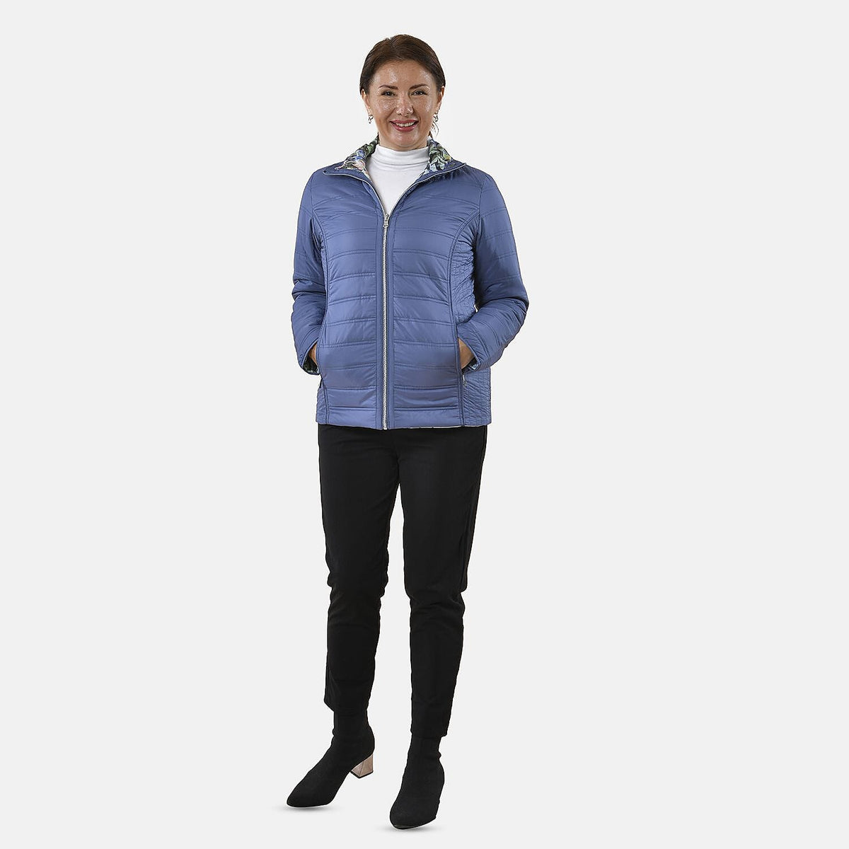 TAMSY Reverible Padded Lining Jacket with Front Zipper Closure - Blue 3882998 0