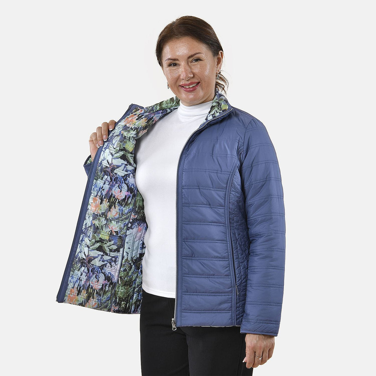 TAMSY Reverible Padded Lining Jacket with Front Zipper Closure - Blue 3882998 4
