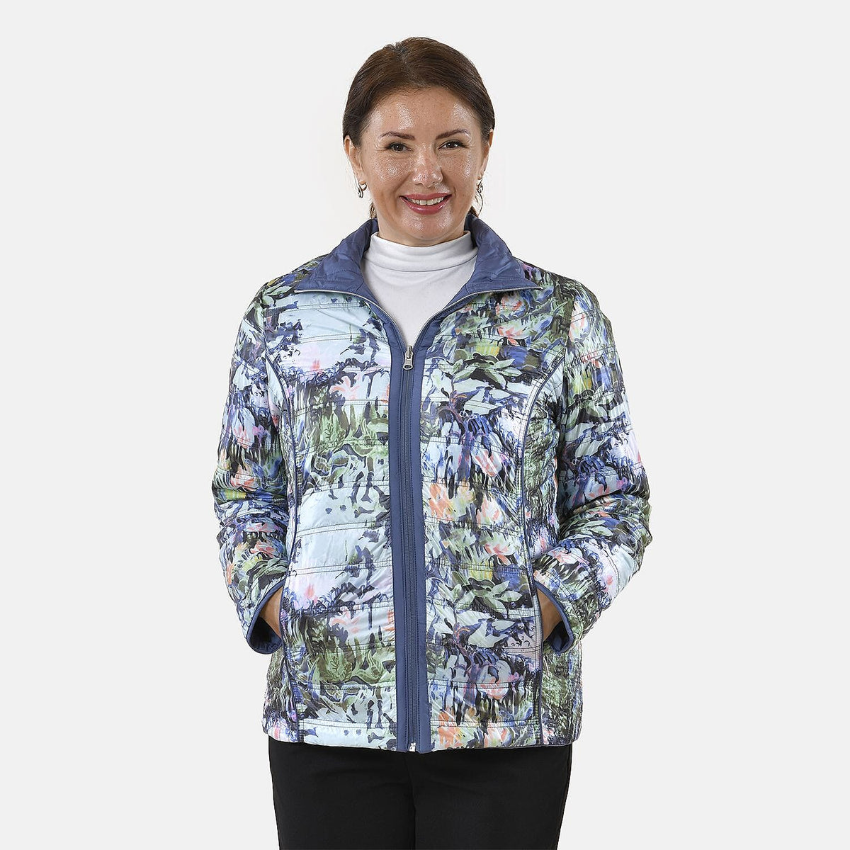 TAMSY Reverible Padded Lining Jacket with Front Zipper Closure - Blue 3882998 5