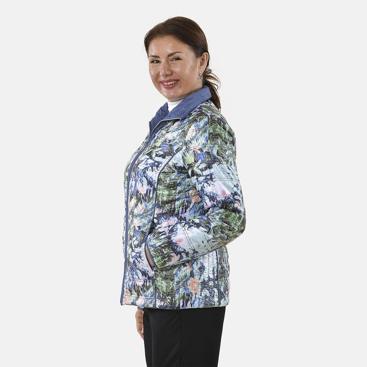 TAMSY Reverible Padded Lining Jacket with Front Zipper Closure - Blue 3882998 7