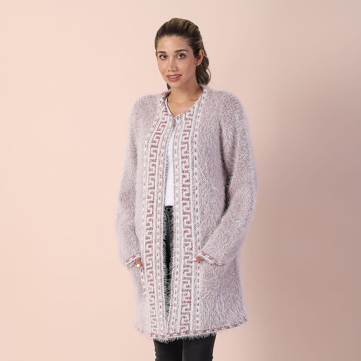 TAMSY Rhombus Pattern Coatigan - Pink 6123480 2