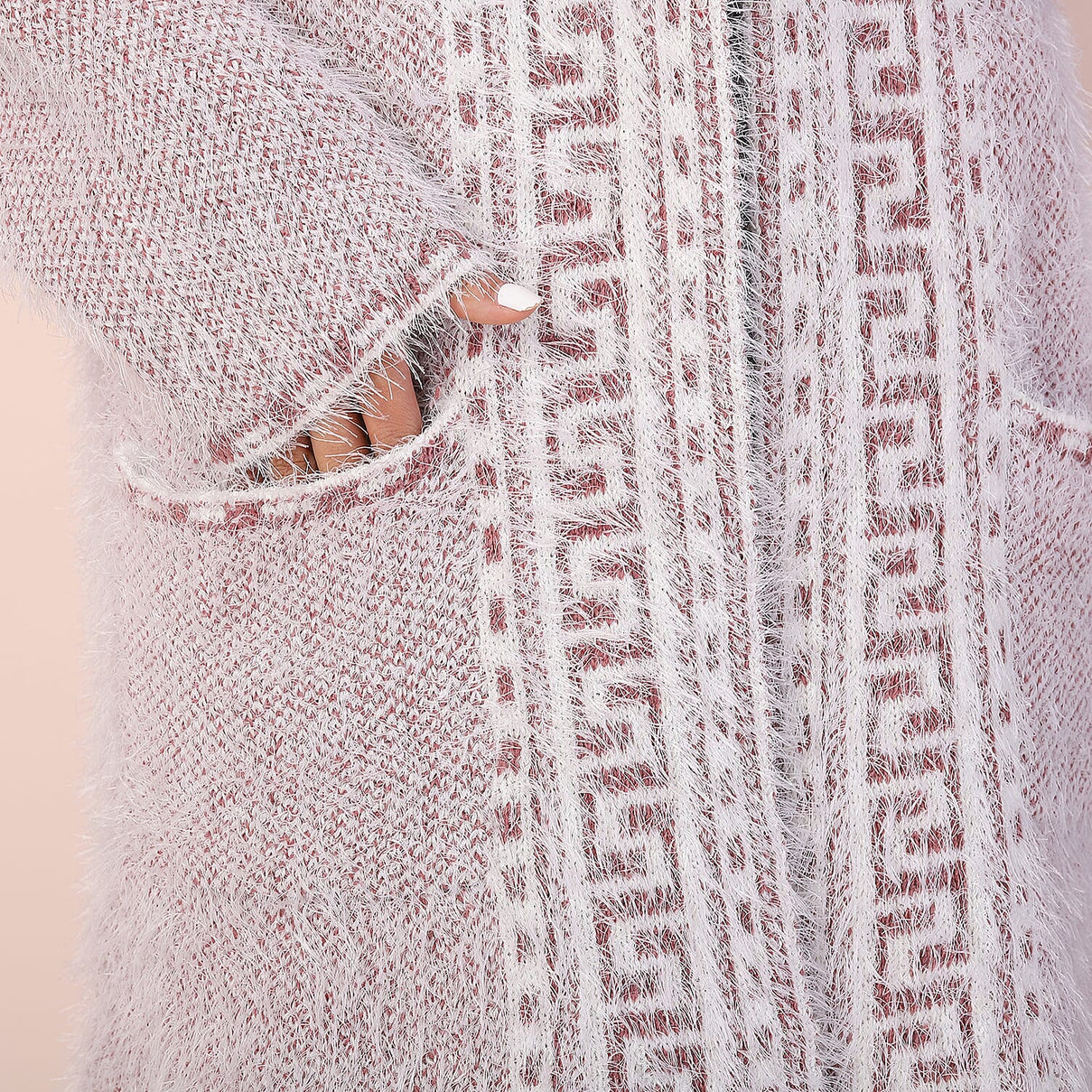 TAMSY Rhombus Pattern Coatigan - Pink 6123480 3