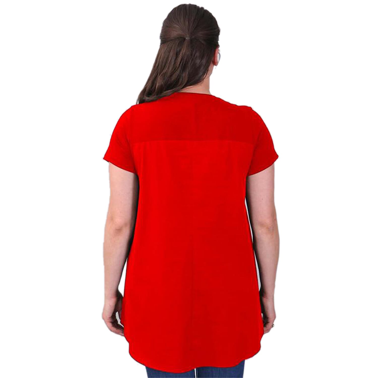 TAMSY Round Neck Short-Sleeve Women's Tunic Blouse - Red 3880311 1