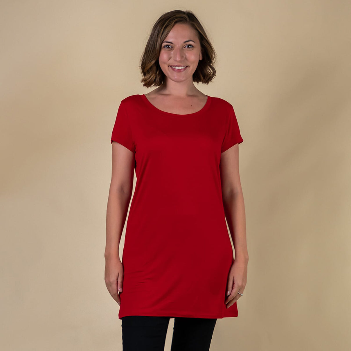 TAMSY Round Neck Sleep Shirt for Women - Red 7341093 0