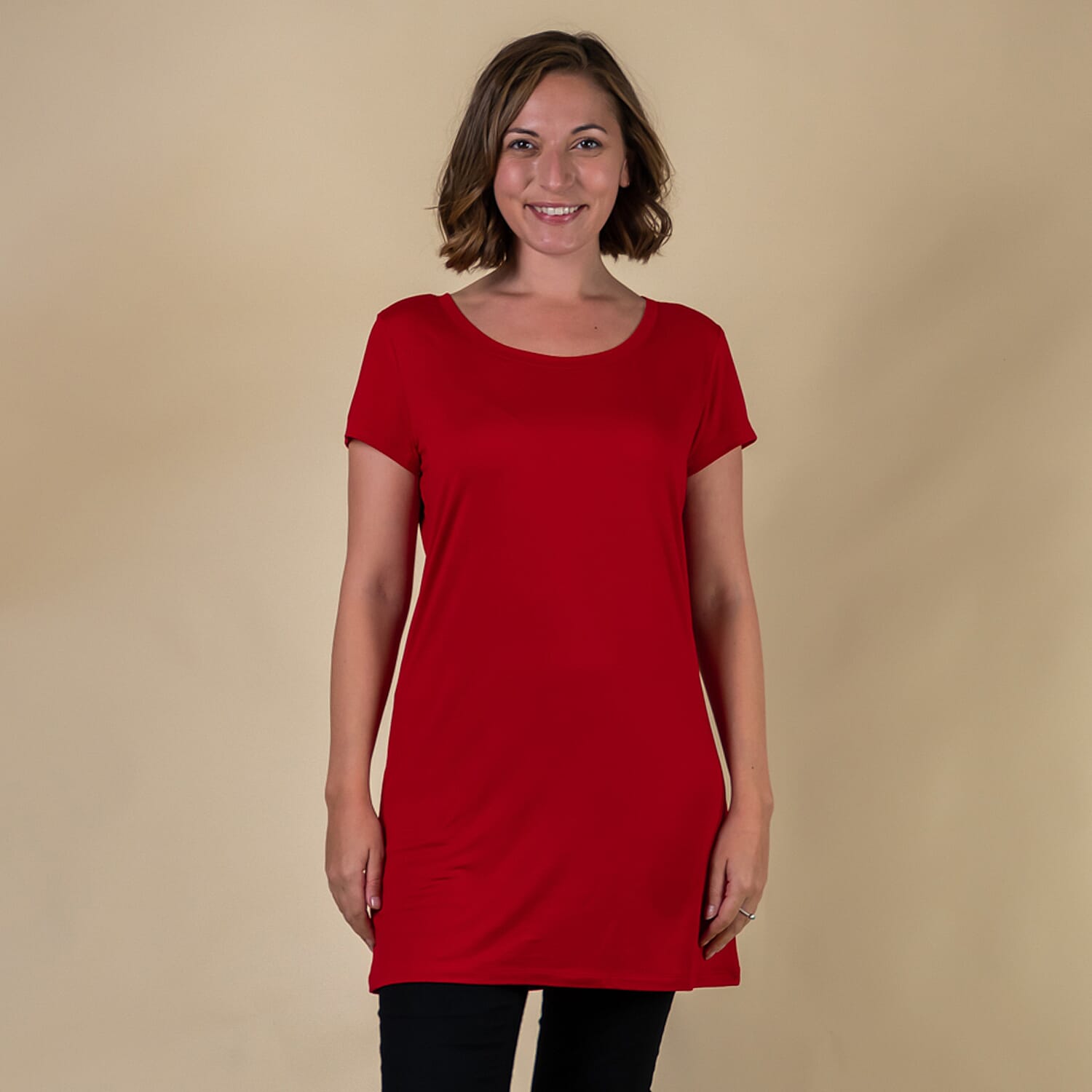 TAMSY Round Neck Sleep Shirt for Women - Red 7341093 0