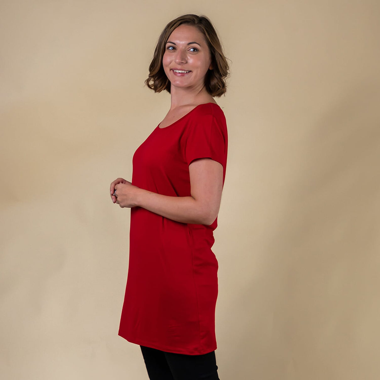 TAMSY Round Neck Sleep Shirt for Women - Red 7341093 2