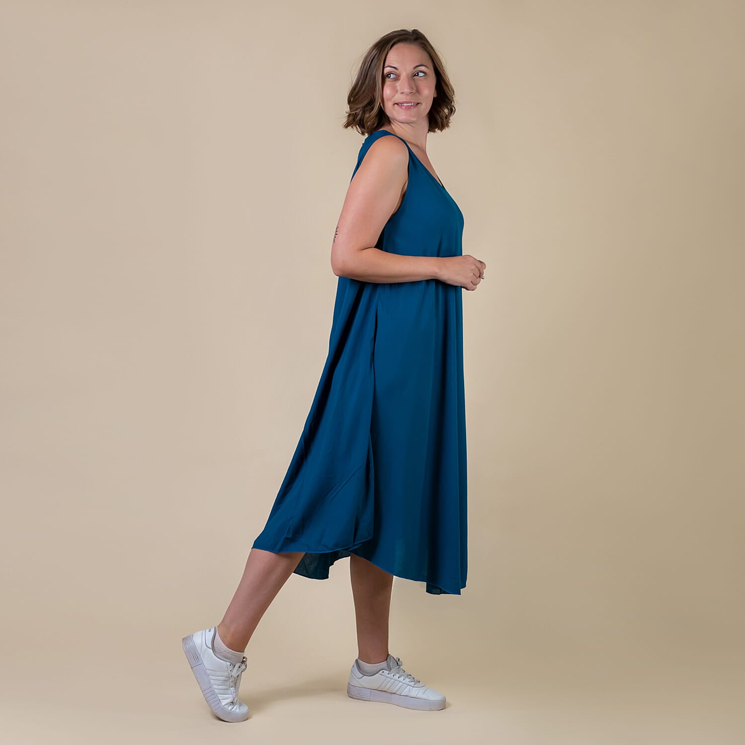TAMSY Scoop Neck Sleeveless Women's Dress - Blue 6505565 3