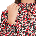 TAMSY Seamless Print Top (Size-10) - Red & Multi