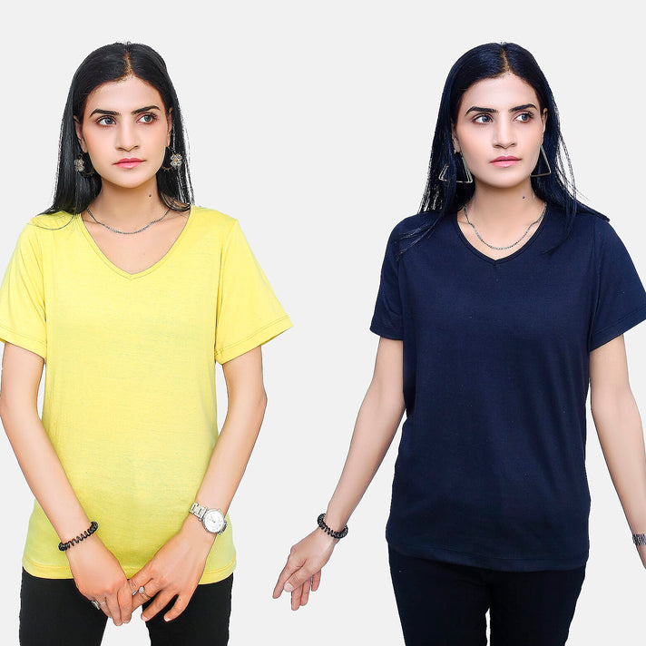 TAMSY Set of 2 Short Sleeve Classic V Neck T-Shirt 7646906 1