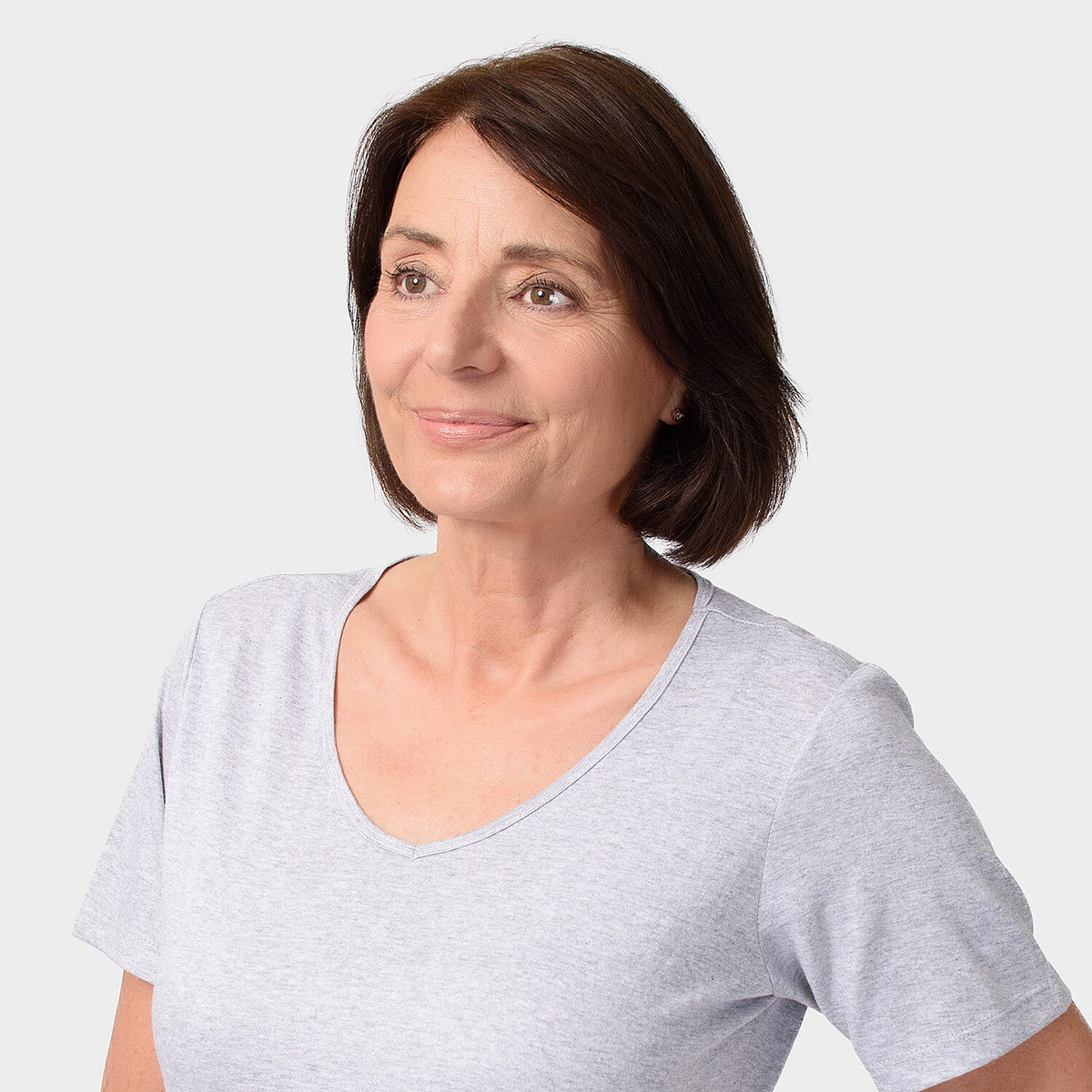 TAMSY Set of 2 Short Sleeve Classic V-Neck T-Shirt - Grey and Chambry 7646857 4