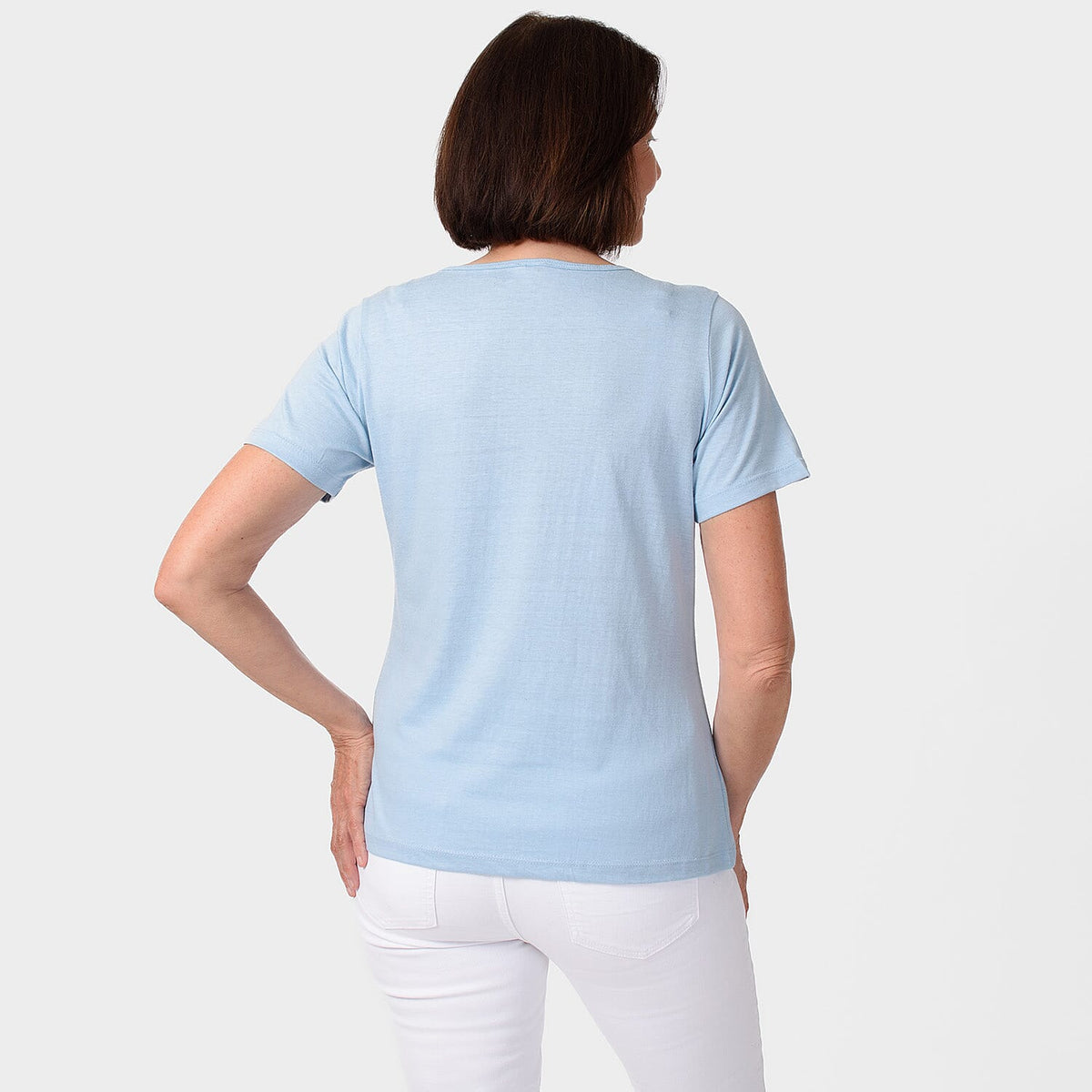 TAMSY Set of 2 Short Sleeve Classic V-Neck T-Shirt - Grey and Chambry 7646857 7