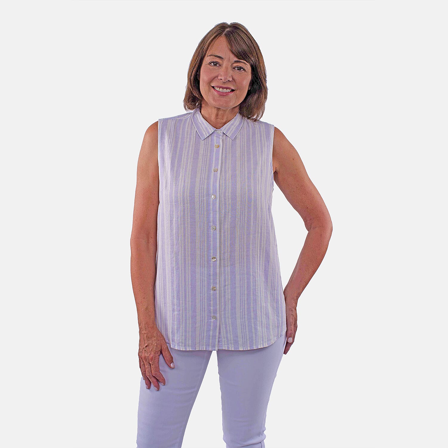 TAMSY Sleeveless Button Through Leaf Print Women's Shirt 8732579 3