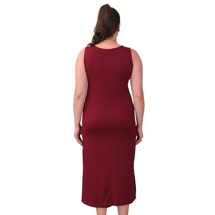 TAMSY Jersey Dress with Side Slit - Wine Red 3880442 2