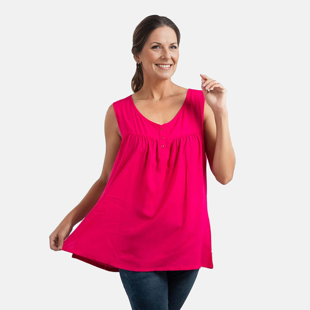TAMSY 100% Viscose Sleeveless Top (Size-10) - Pink