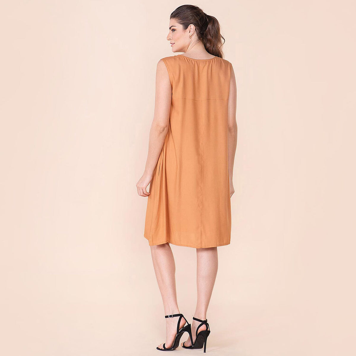 TAMSY Solid Pattern Women's Sleeveless Dress - Orange 7615338 1