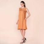 TAMSY 100% Viscose Plain Sleeveless Dress (Size 10) - Orange
