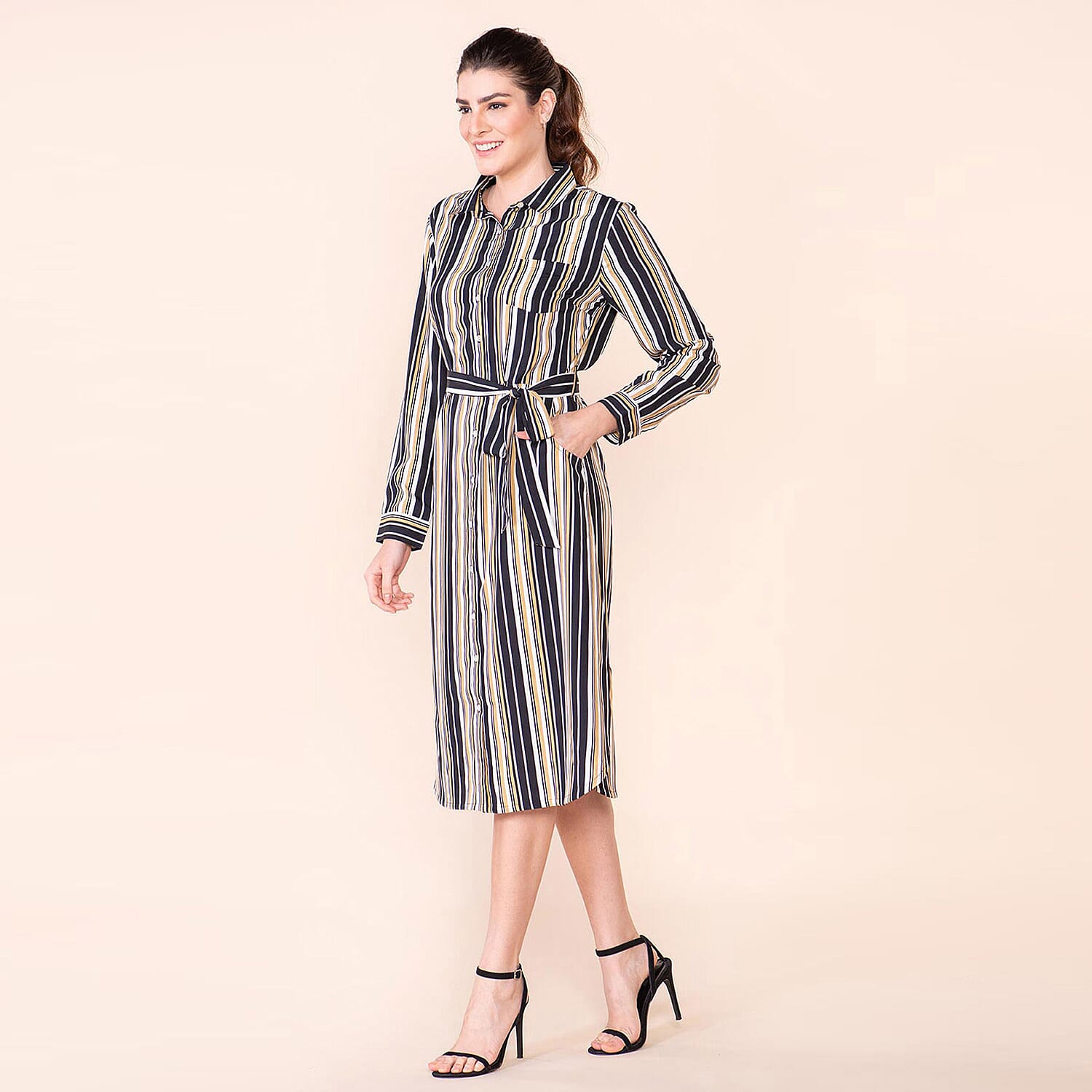 TAMSY Striped Pattern Women's Dress - Black and Stone 7603152 4