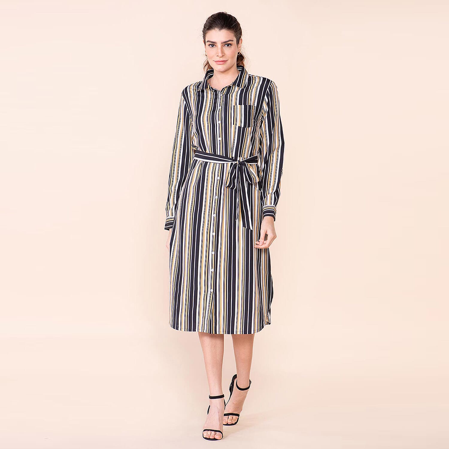 TAMSY Striped Pattern Women's Dress - Black and Stone 7603152 6